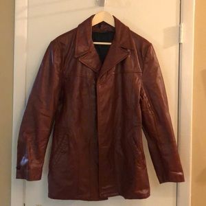 Men’s vintage red leather coat